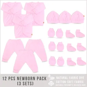 12 Pieces Newborn Clothes (3 Sets PINK Color)