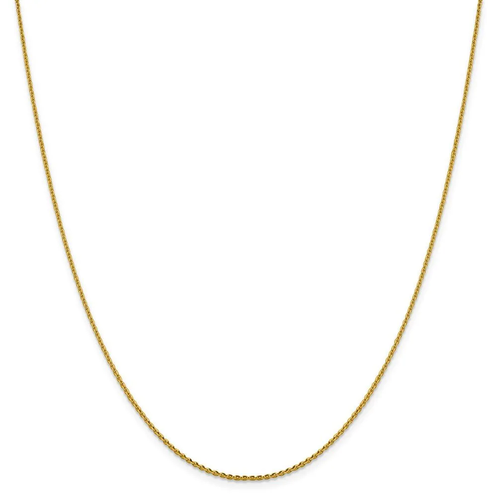 1.25mm 14k Yellow Gold Diamond Cut Oval Open Cable Necklace Chain