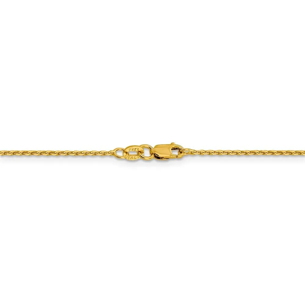 1.25mm 14k Yellow Gold Diamond Cut Oval Open Cable Necklace Chain