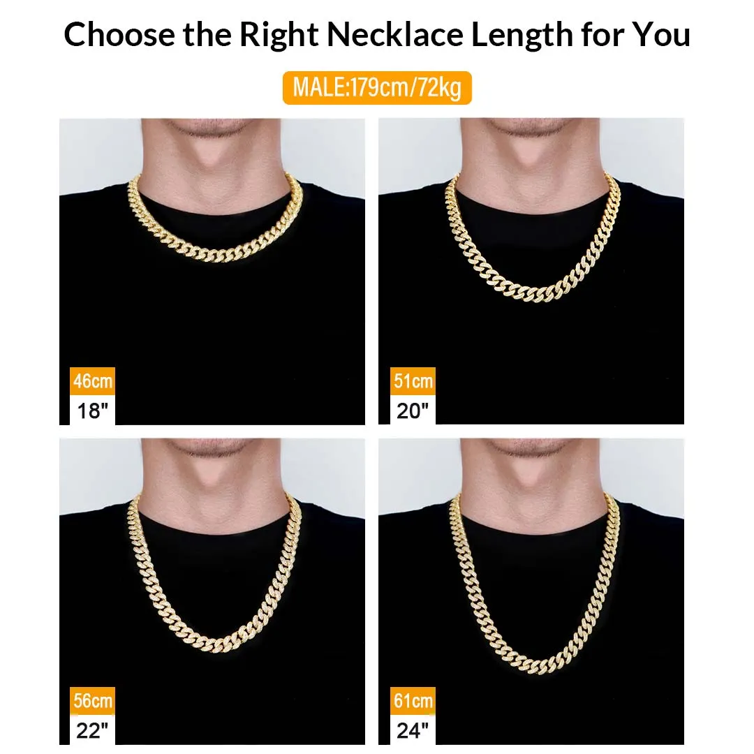 12mm Iced Out Cuban Link Necklace and Bracelet Set in 14K Gold KRKC