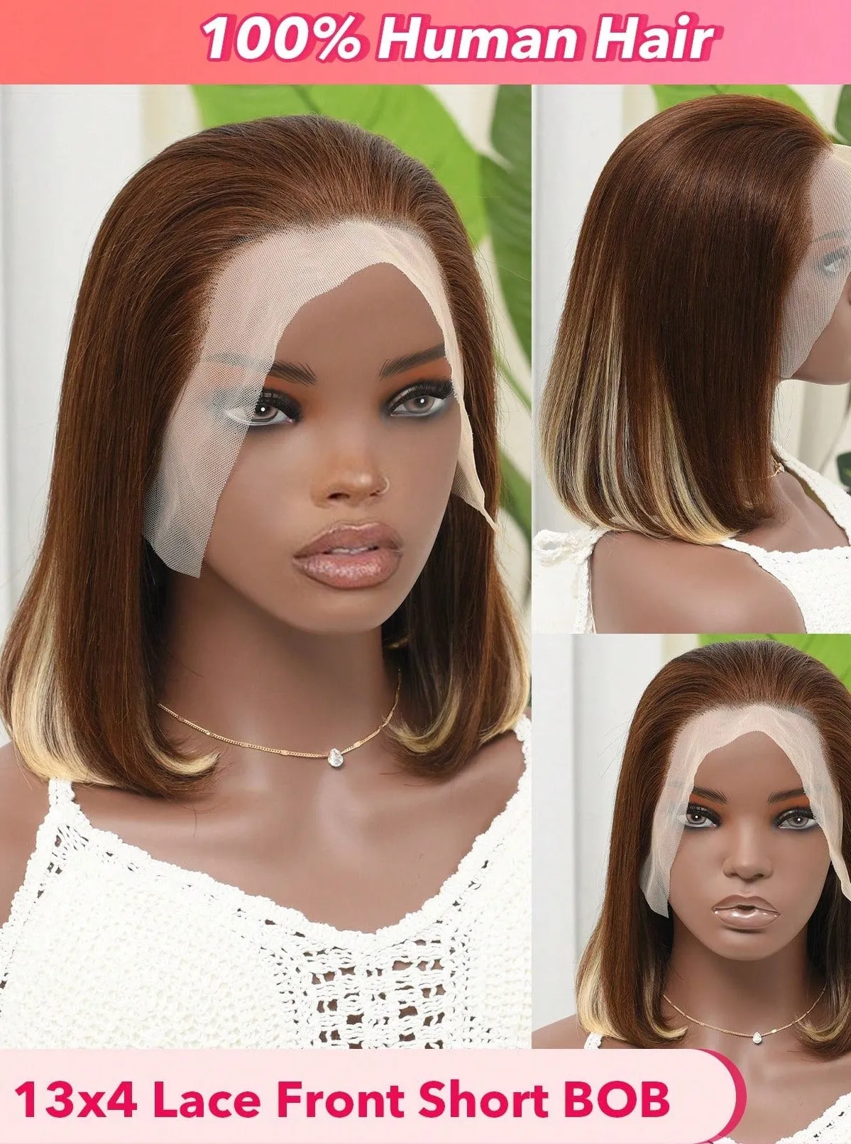 13x4 Transparent Lace Front Two Tone Human Hair Bob Wig