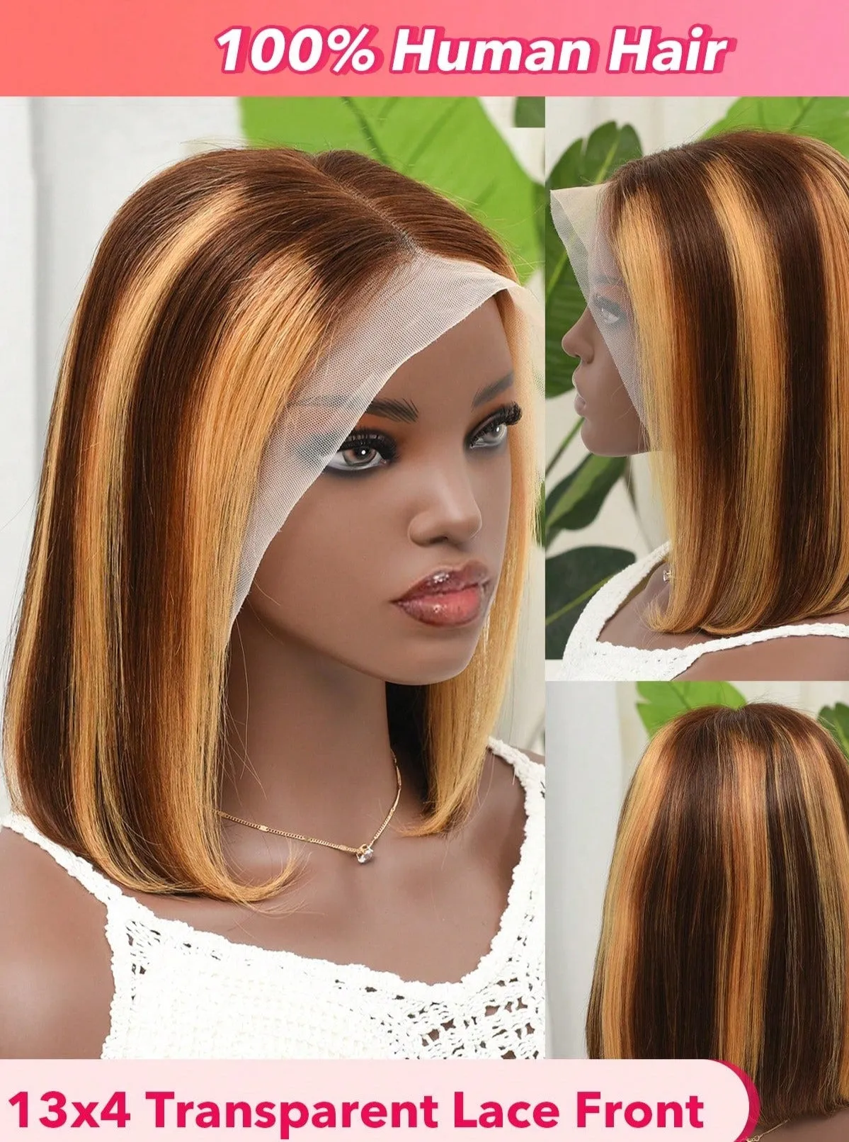 13x4 Transparent Lace Front Two Tone Human Hair Bob Wig