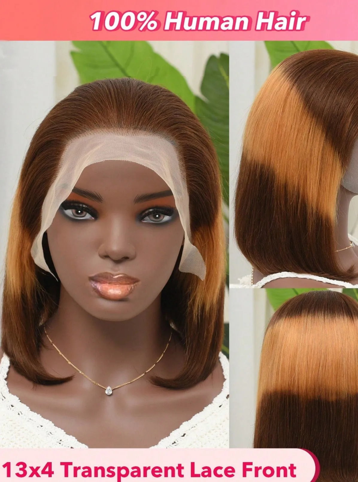 13x4 Transparent Lace Front Two Tone Human Hair Bob Wig