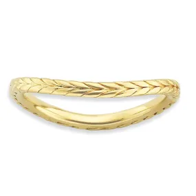 1.5mm Stackable 14K Yellow Gold Plated Silver Curved Wheat Band