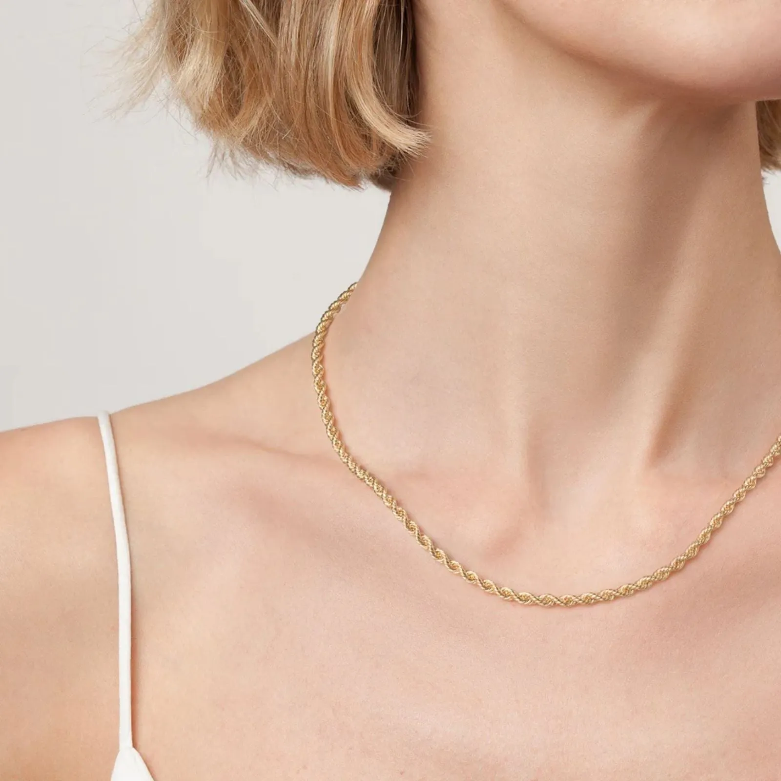 18K Gold Plated Rope Women Necklace