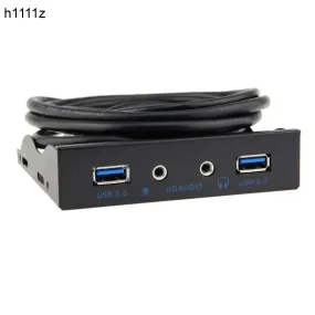 2 Port Usb 3.0 Hub Splitter Hd Audio 3.5Mm Earphone Jack Mic Interface Front Panel Bracket Adapter F