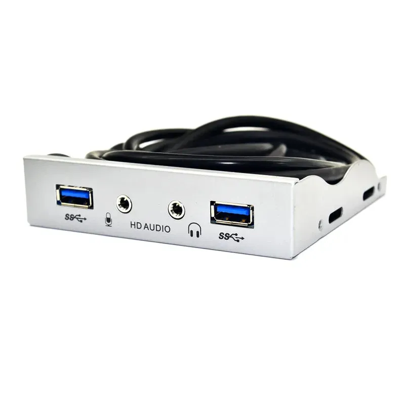 2 Port Usb 3.0 Hub Splitter Hd Audio 3.5Mm Earphone Jack Mic Interface Front Panel Bracket Adapter F