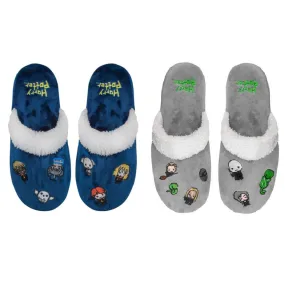 2 x Mens Womens Harry Potter Kawaii Slippers Dark Blue & Grey