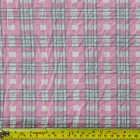 (42C) Pink Tartan Viscose Fabric