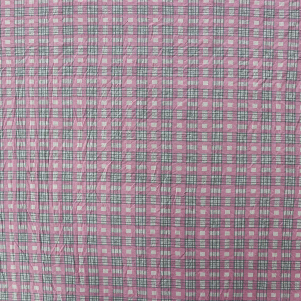 (42C) Pink Tartan Viscose Fabric