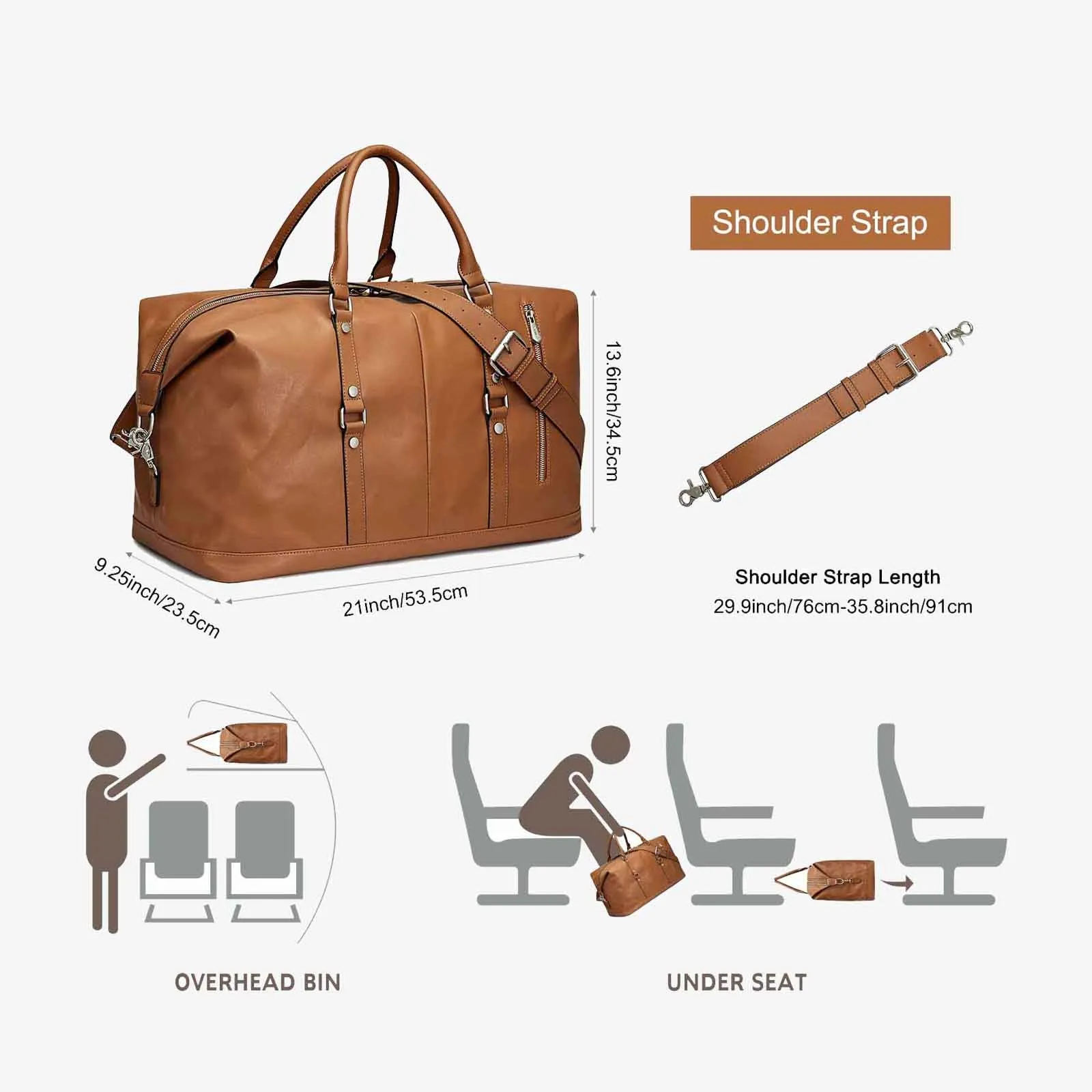 60L Women Genuine Leather Duffel Bag