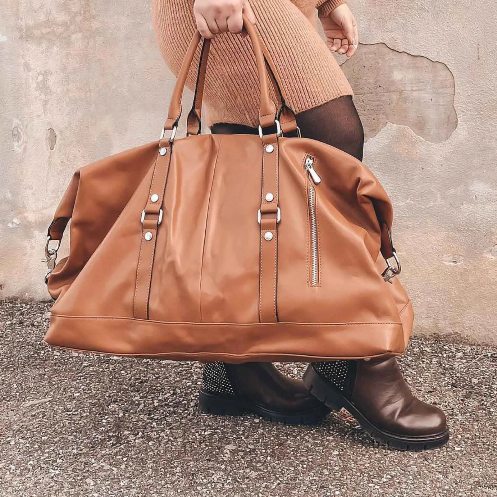 60L Women Genuine Leather Duffel Bag