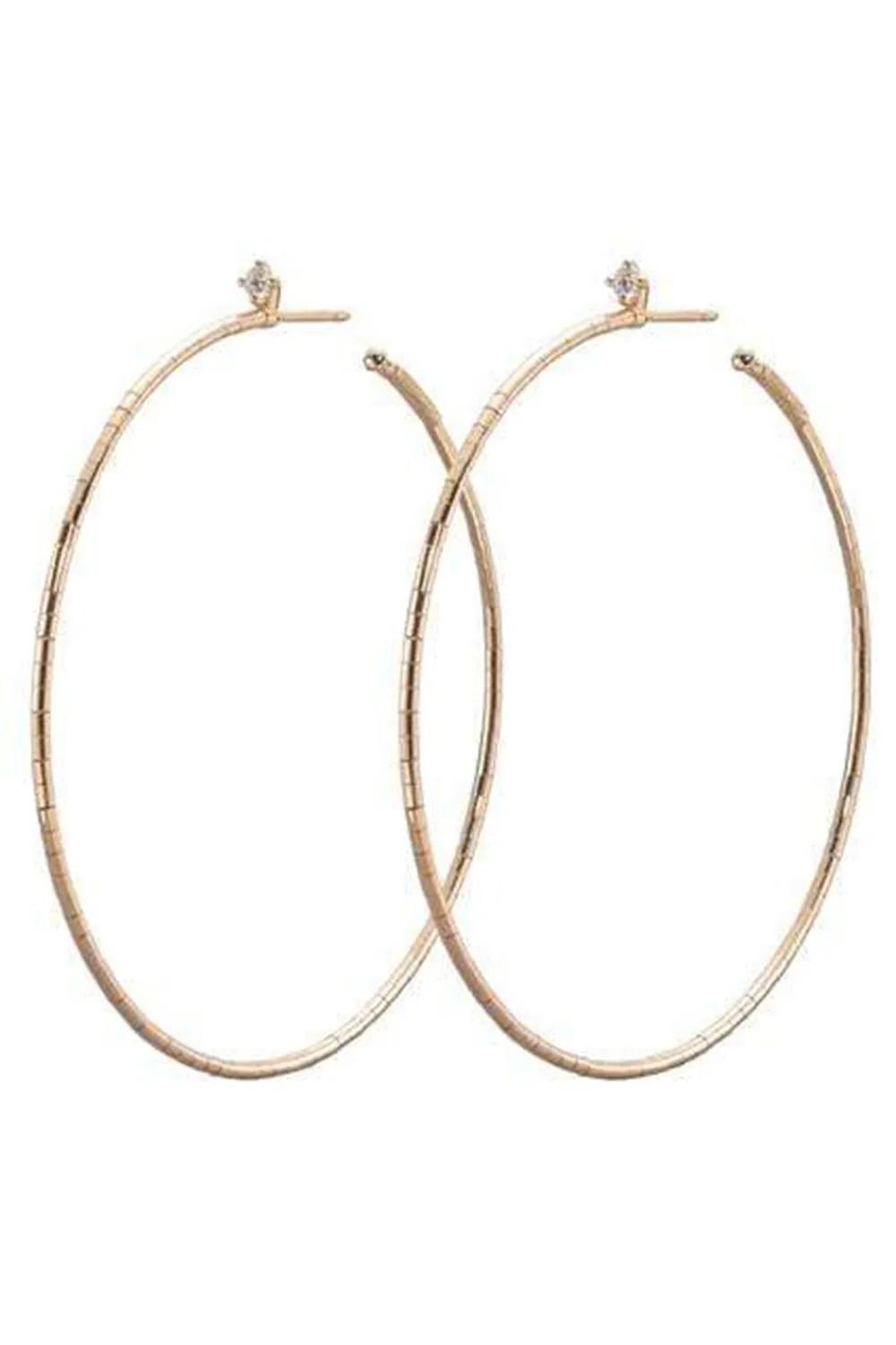 6cm Rugiada Single Diamond Hoops