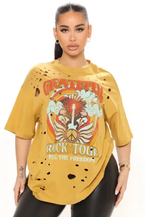 70s Rock Distressed Tee - Mustard