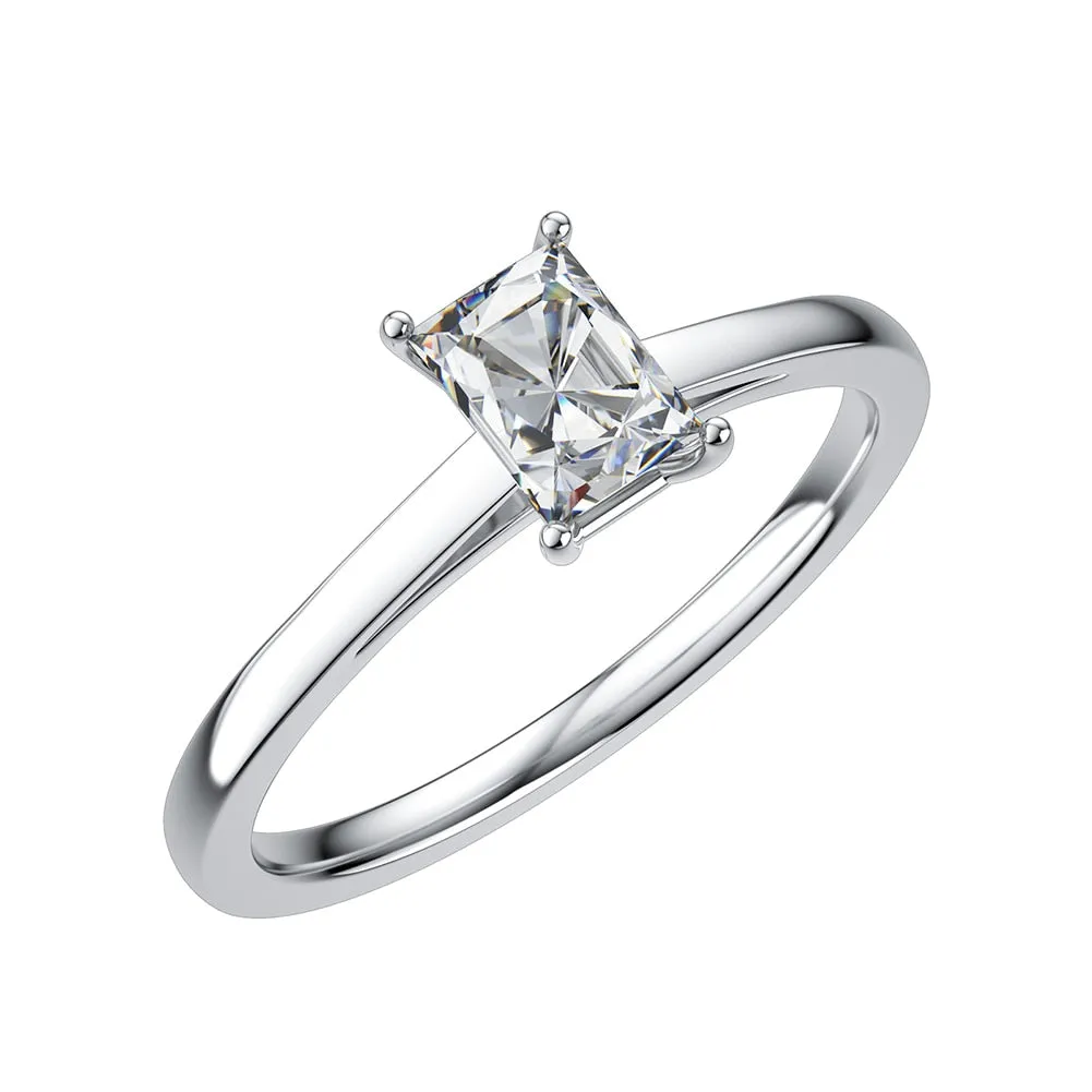 925 Sterling Silver Baguette 0.5ct Moissanite Wedding Ring for Women