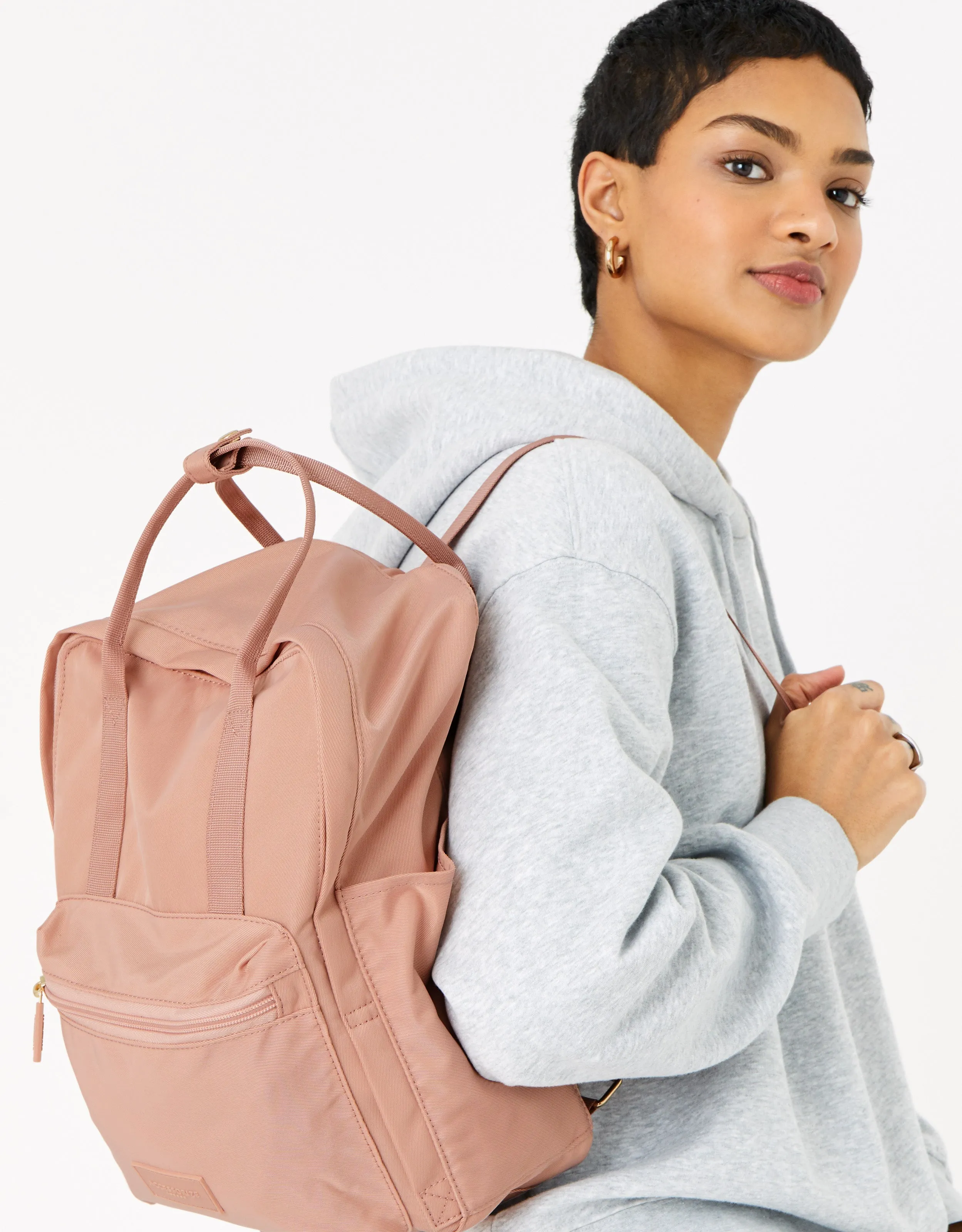 Accessorize London Frida Canvas Salmon Pink Backpack