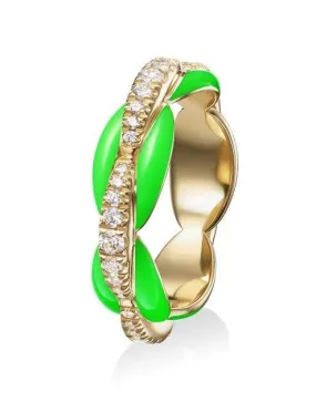 Ada Green Enamel and Diamond Ring