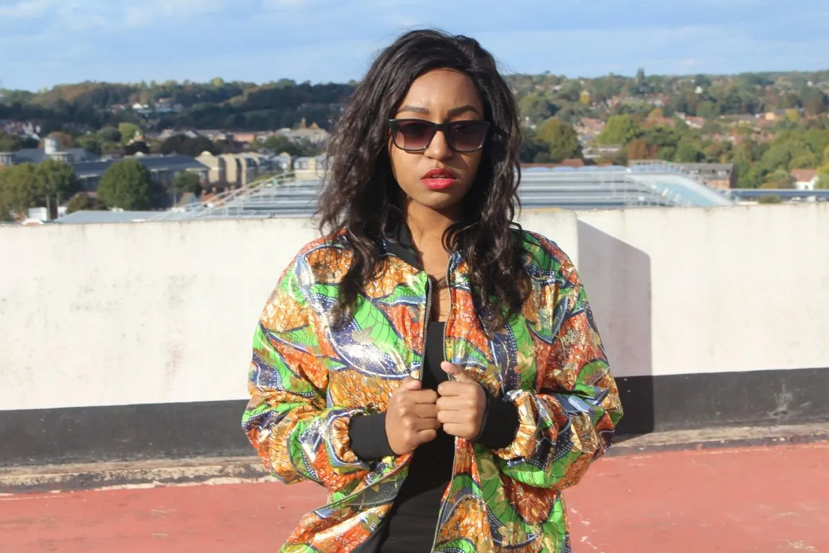 African Trench Coat in Gold Green Ankara Print