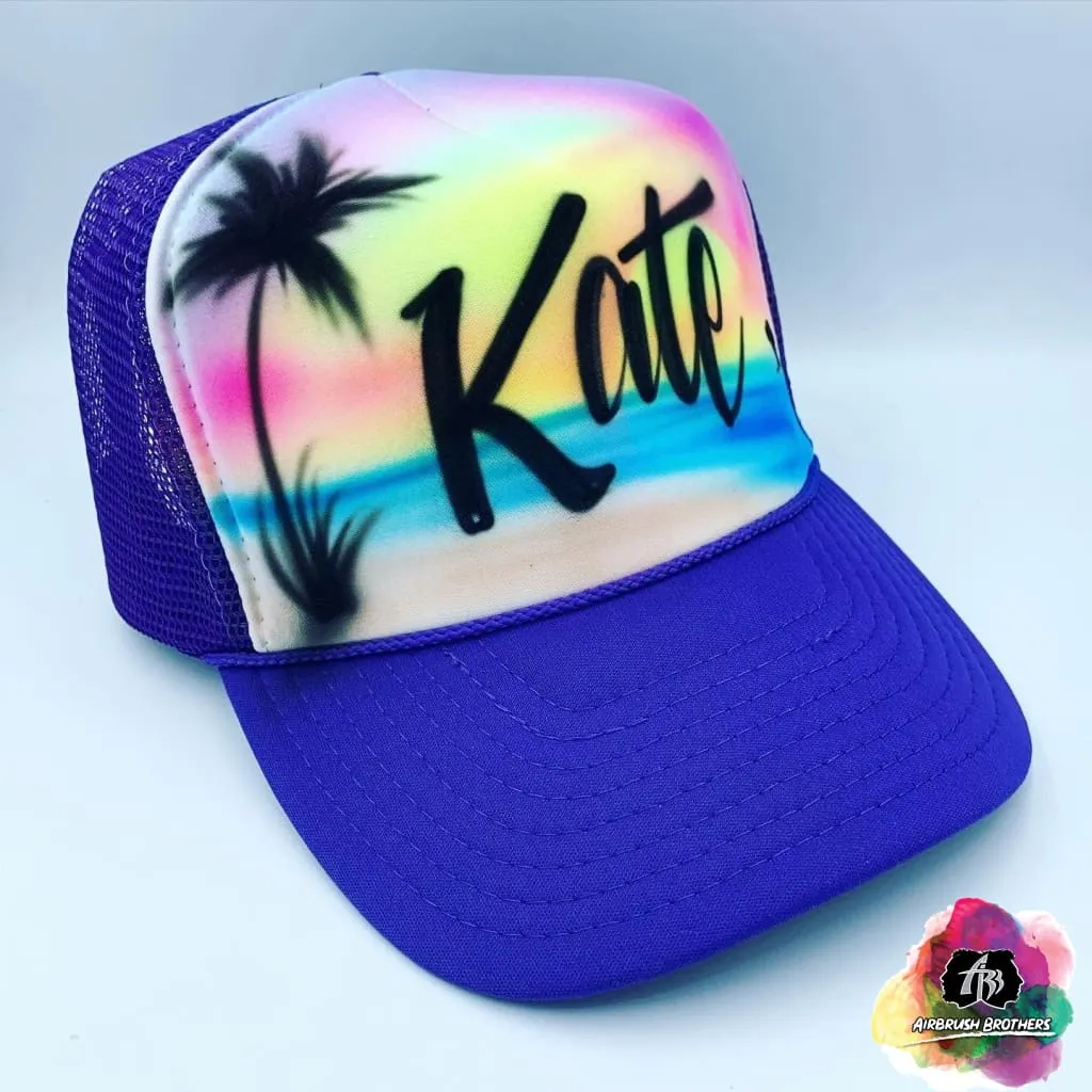 Airbrush Beach with Dolphin Hat Design