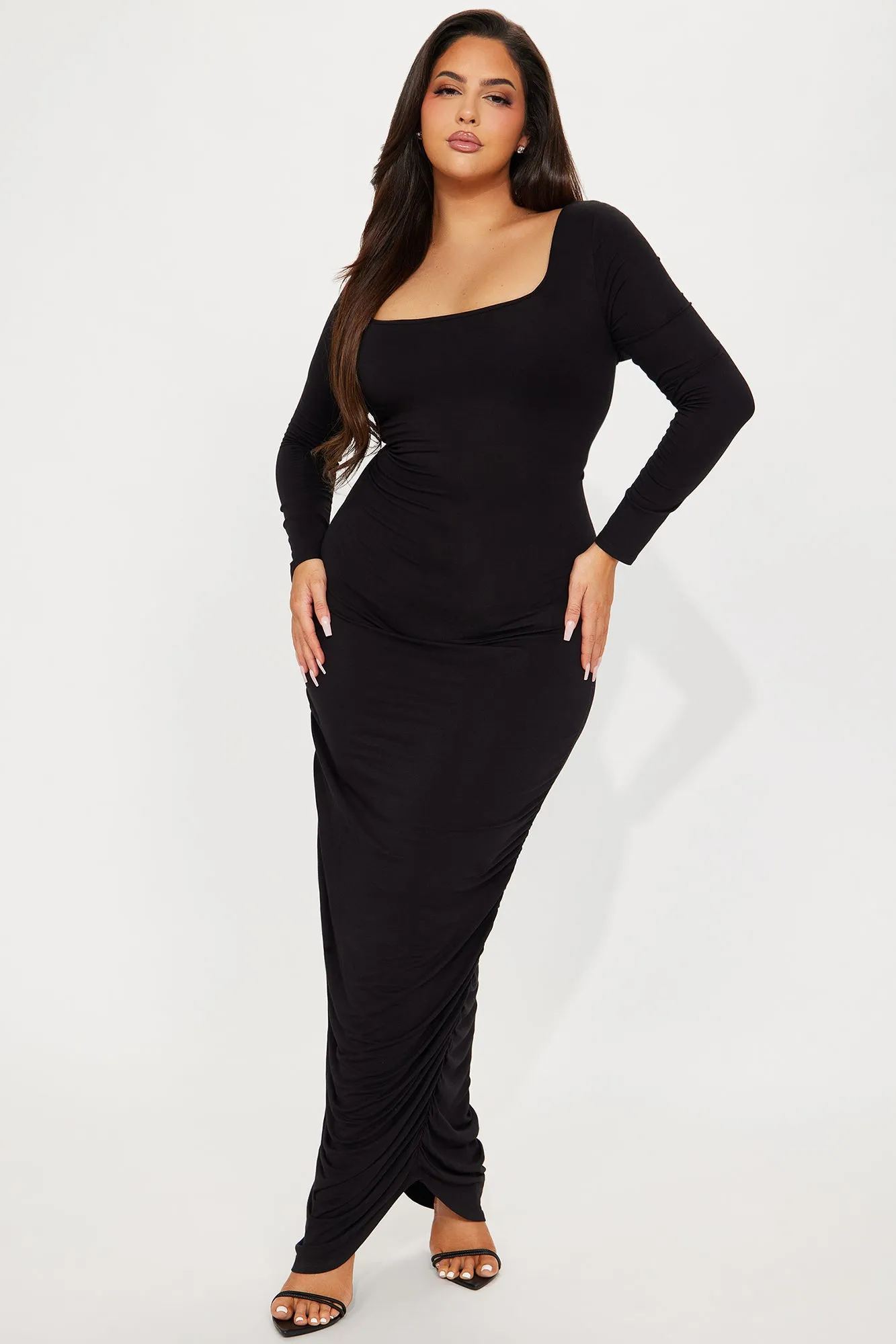 All Ruched Up Maxi Dress - Black