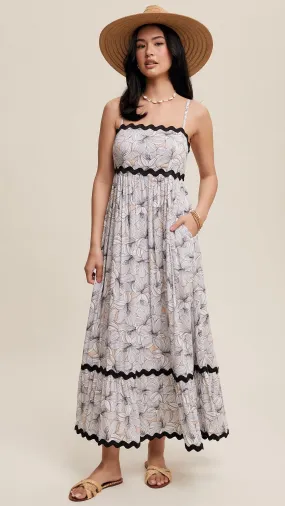 Aloha Wave Trimmed Maxi Dress