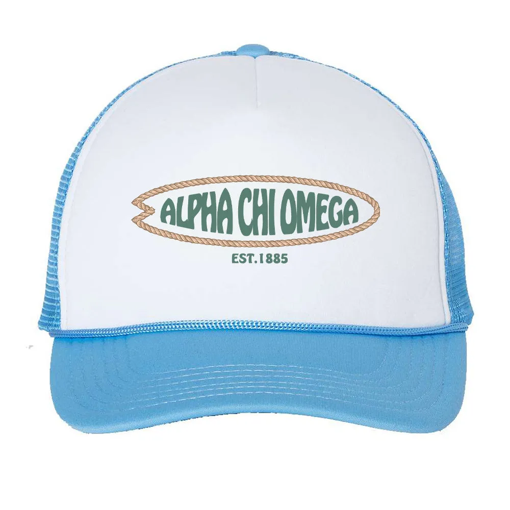 Alpha Chi Omega Beachy Trail Foam Mesh-Back Trucker Cap