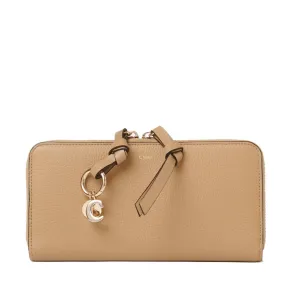 Alphabet Long Zip Wallet, Light Tan