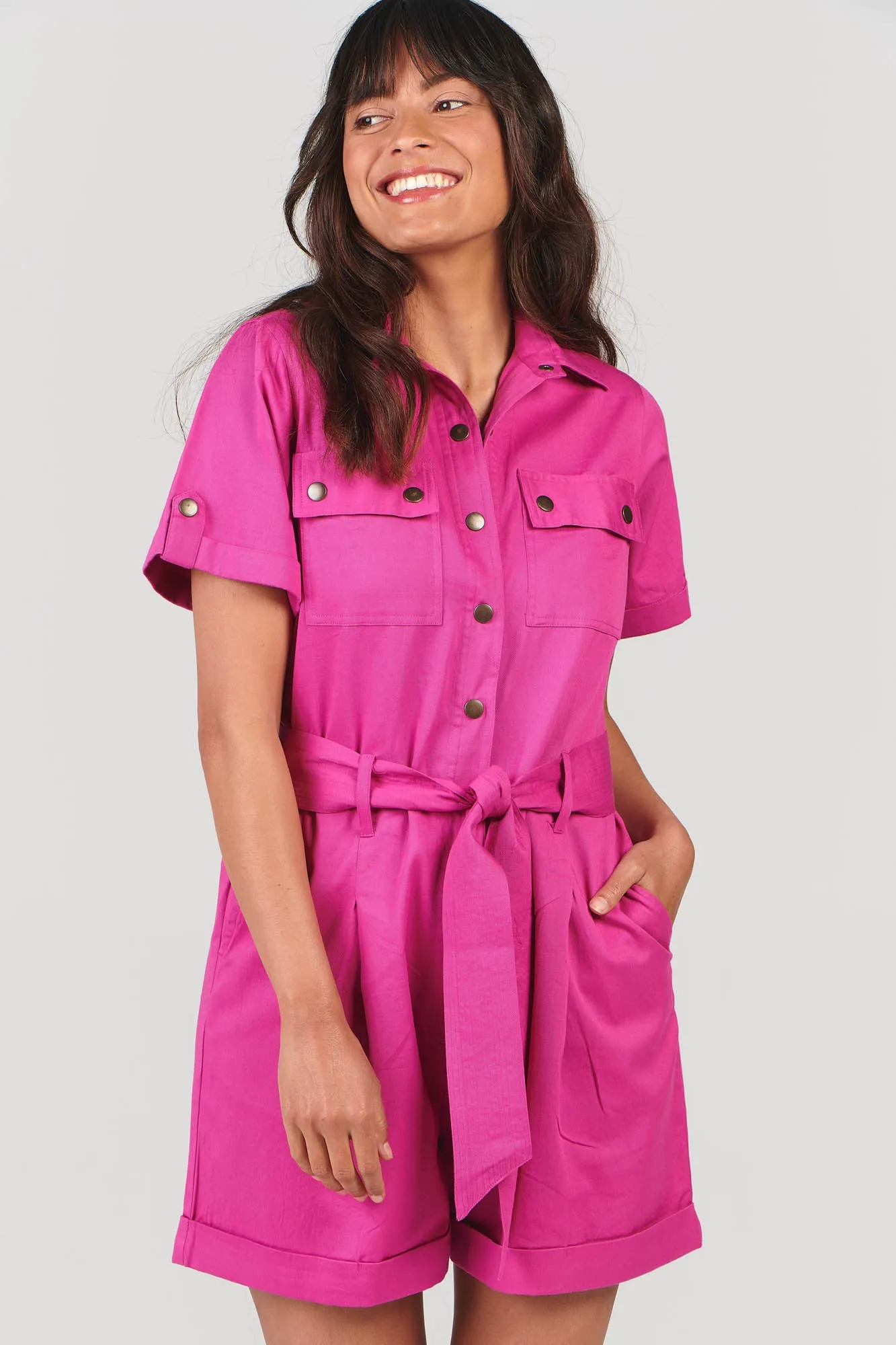 Angie Playsuit Fuchsia Pink