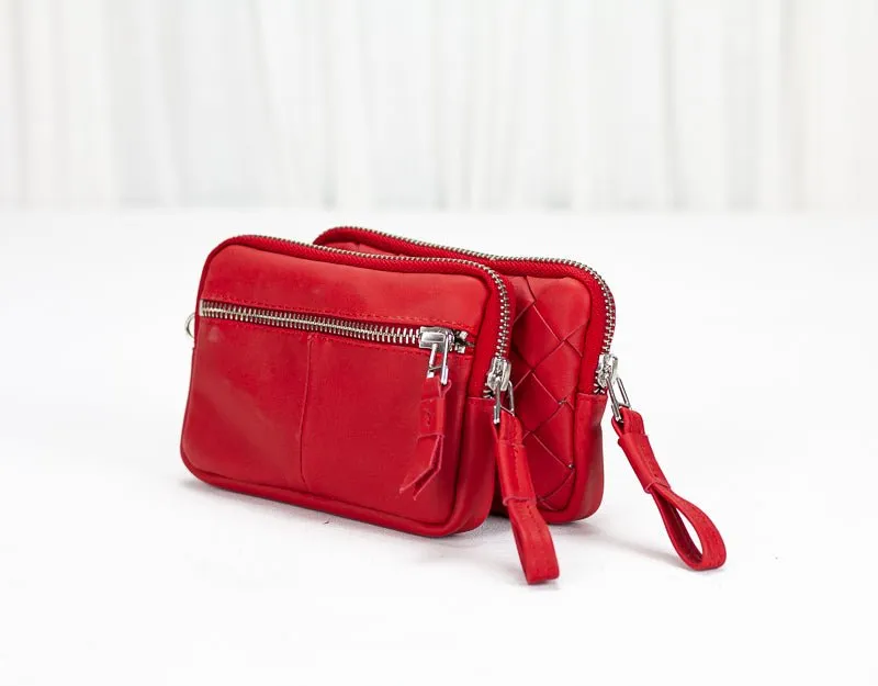 Antheia mini wallet - Red leather