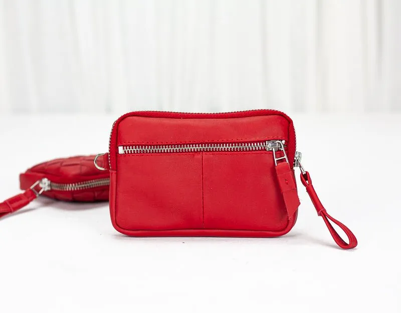 Antheia mini wallet - Red leather