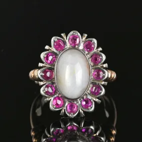 Antique Ruby Halo Star Sapphire Ring