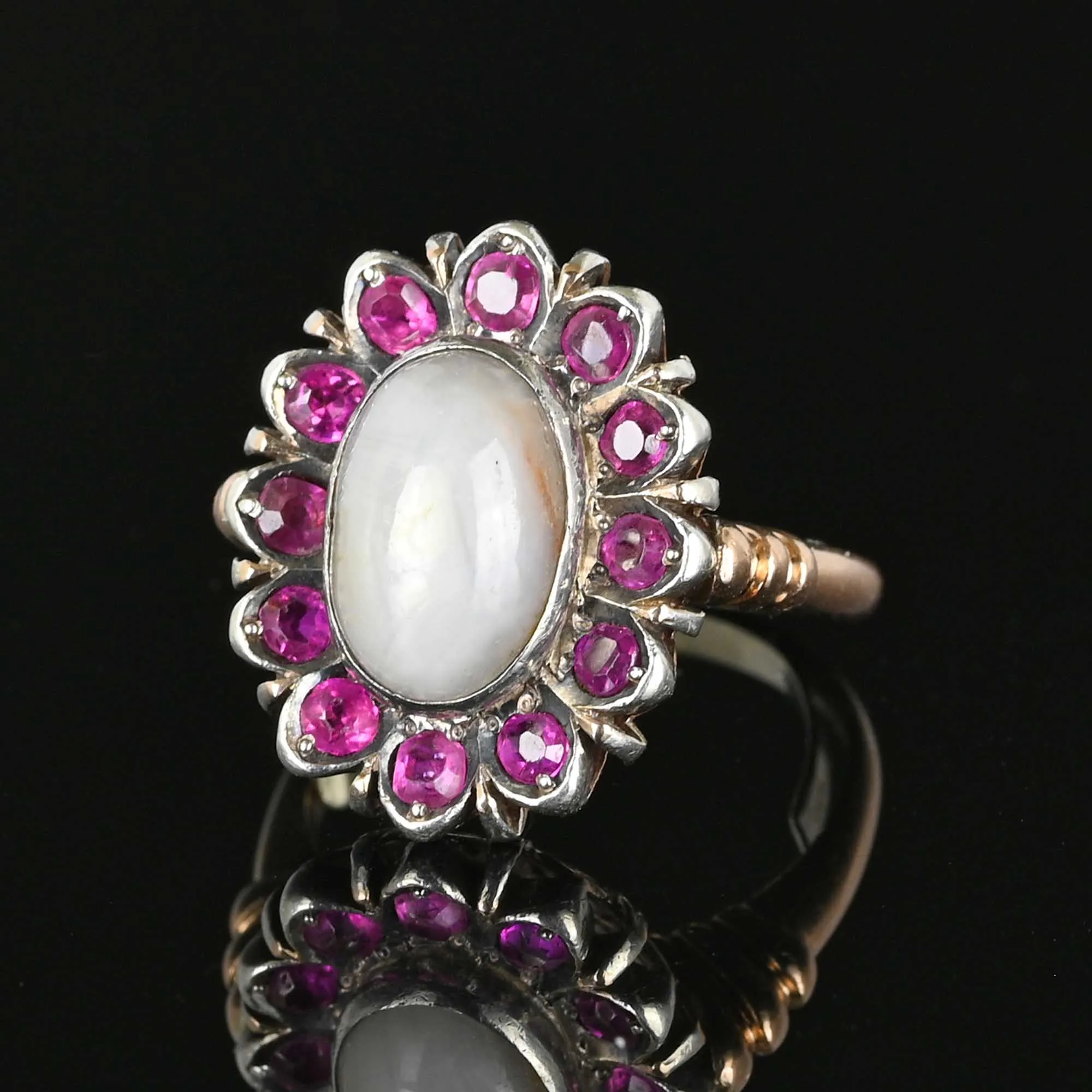 Antique Ruby Halo Star Sapphire Ring