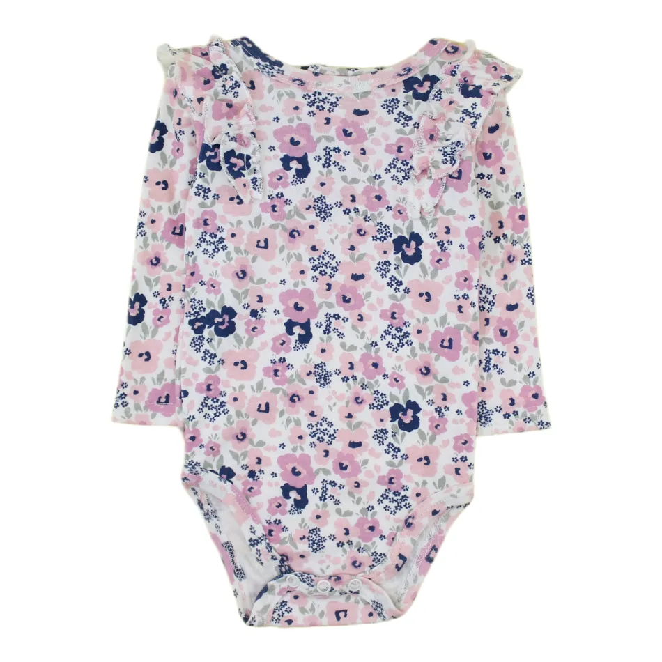 Baby Kiss Full Sleeves Cotton Bodysuits - Pink Floral