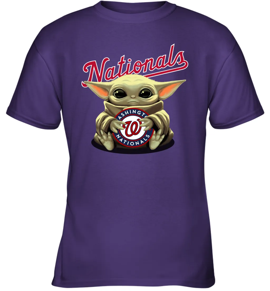 Baby Yoda Hugs Loves The Washington Nationals Baseball Youth T-Shirt