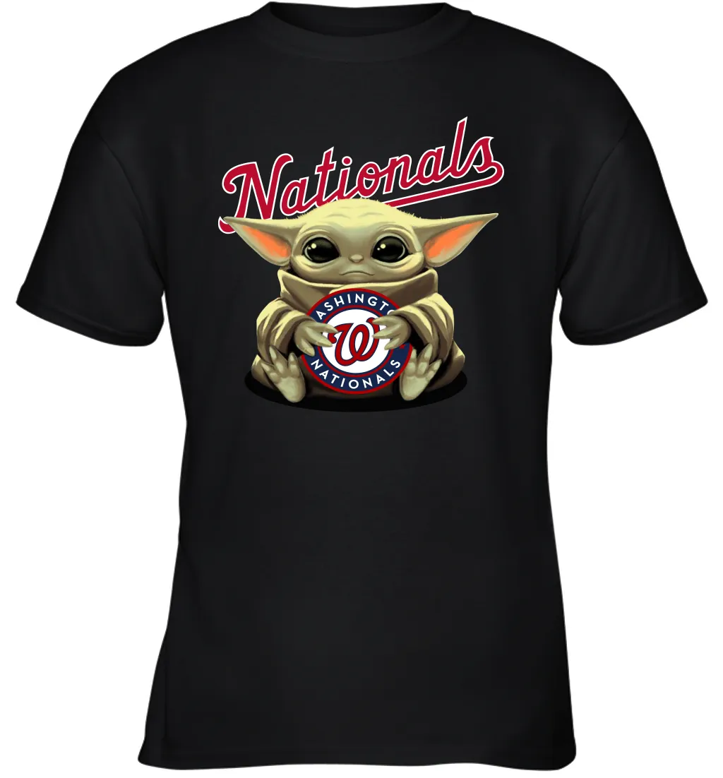 Baby Yoda Hugs Loves The Washington Nationals Baseball Youth T-Shirt