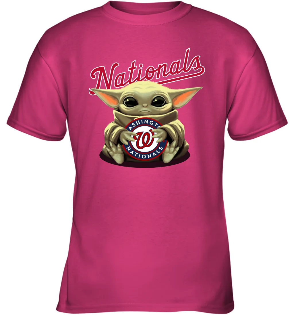 Baby Yoda Hugs Loves The Washington Nationals Baseball Youth T-Shirt