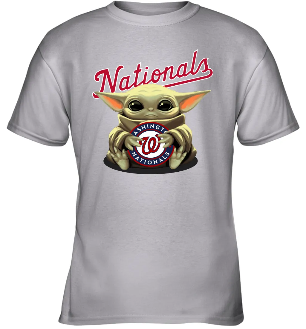 Baby Yoda Hugs Loves The Washington Nationals Baseball Youth T-Shirt