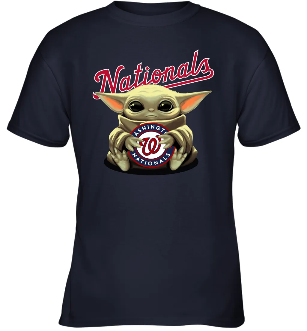 Baby Yoda Hugs Loves The Washington Nationals Baseball Youth T-Shirt