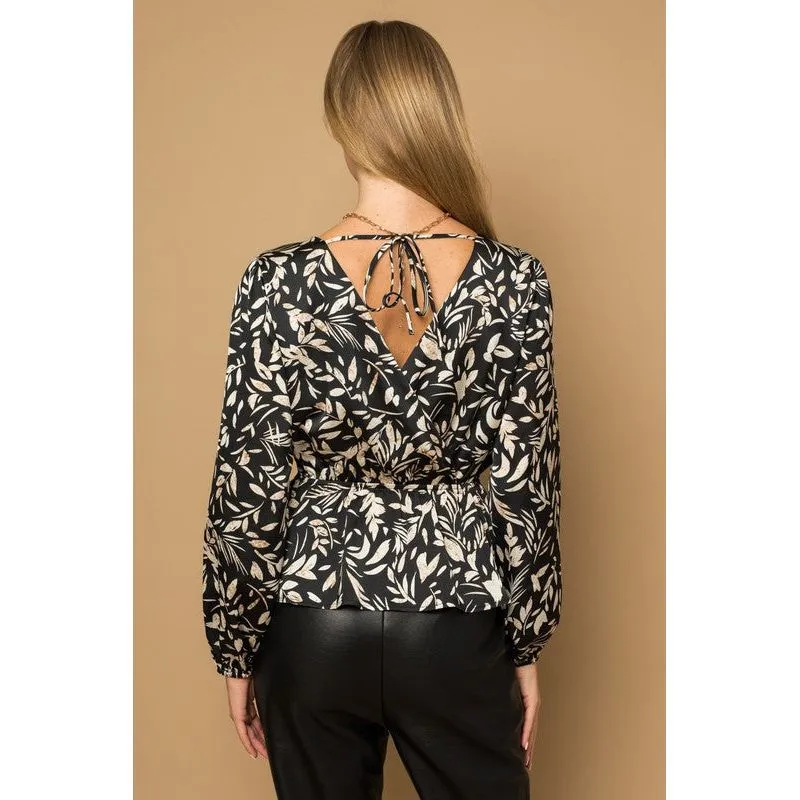 Back Tie Peplum Floral Top