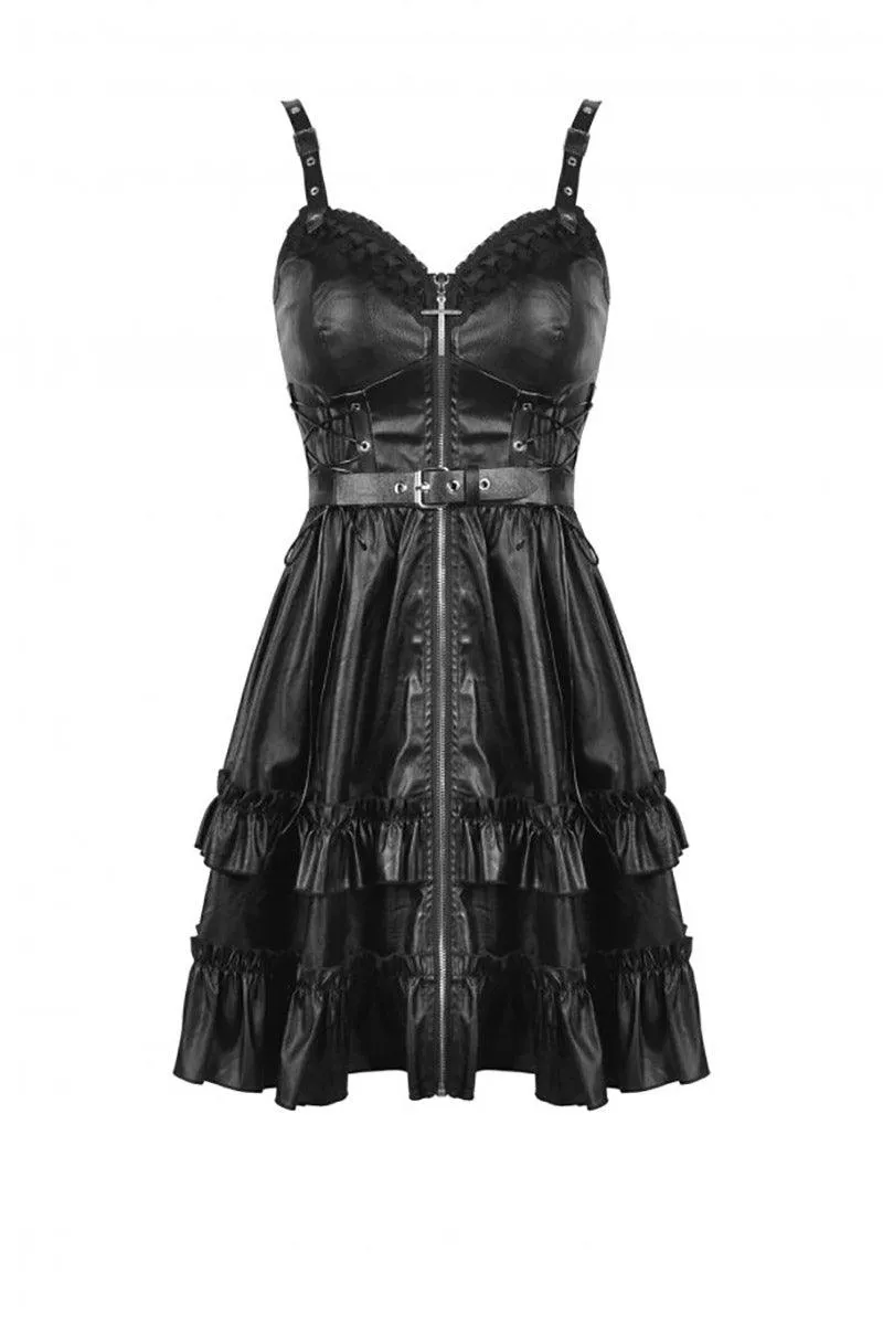 Bad Girl Ruffle Leather Dress