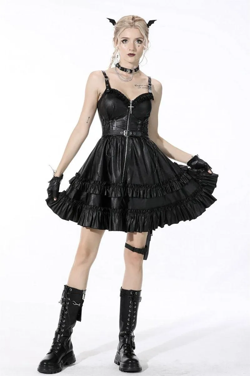 Bad Girl Ruffle Leather Dress