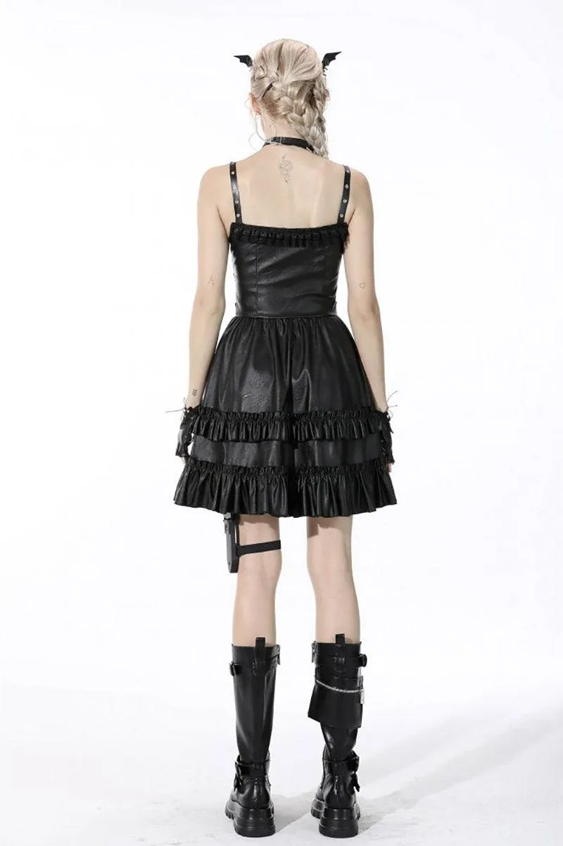 Bad Girl Ruffle Leather Dress