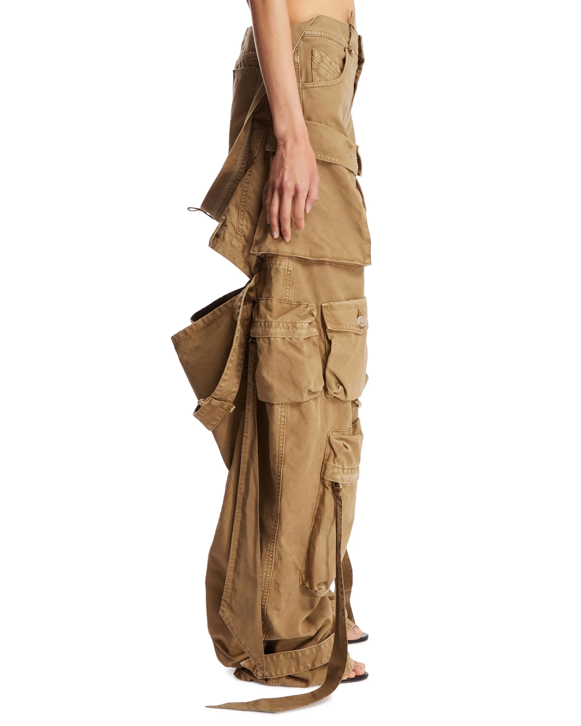 Beige Overside Cargo Pants