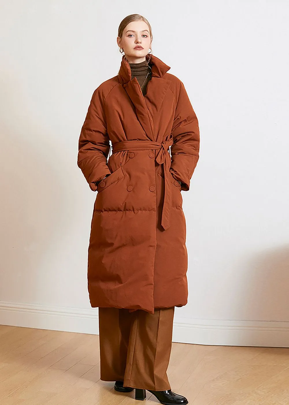 Belted Puffer Down Coat