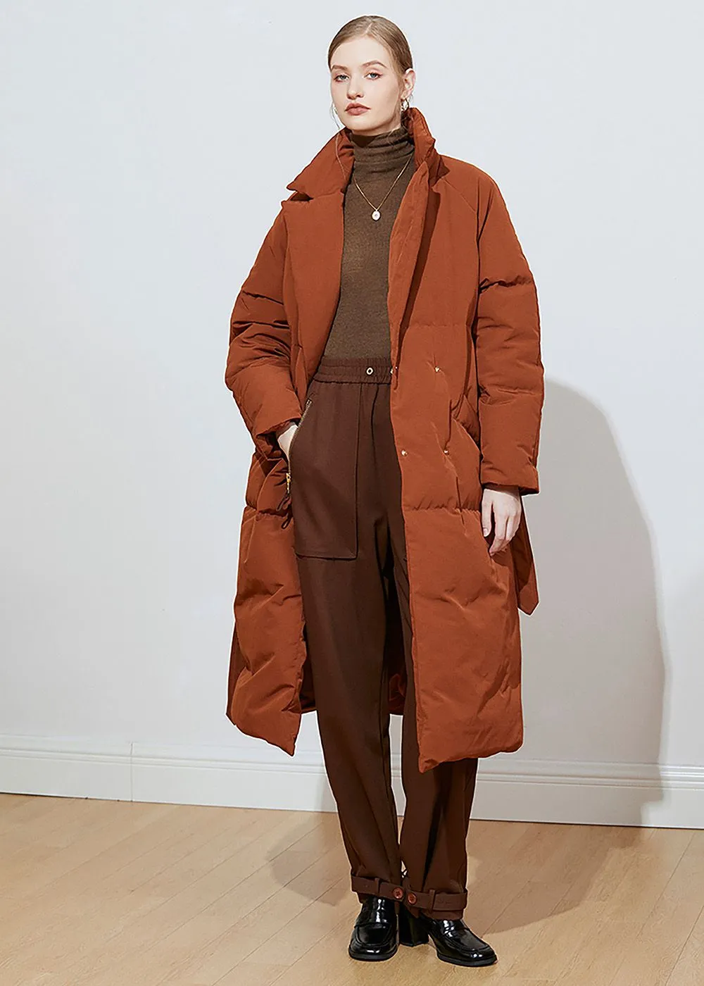 Belted Puffer Down Coat