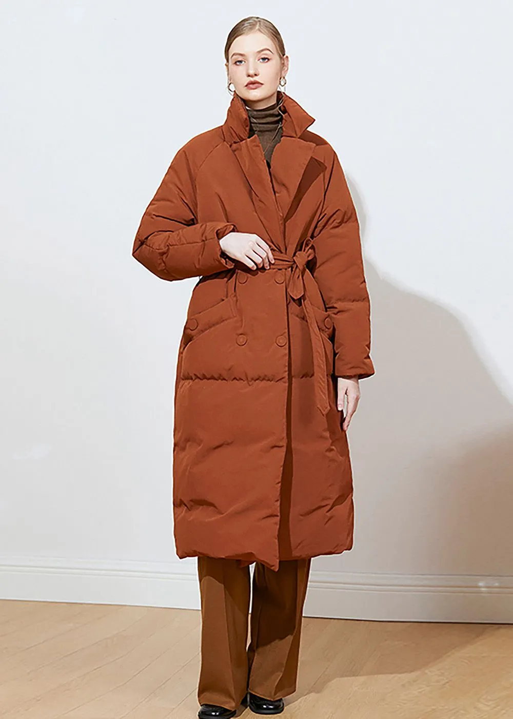 Belted Puffer Down Coat