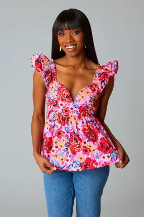 Bett Ruffle Sleeve Tank Top - Daisy Days