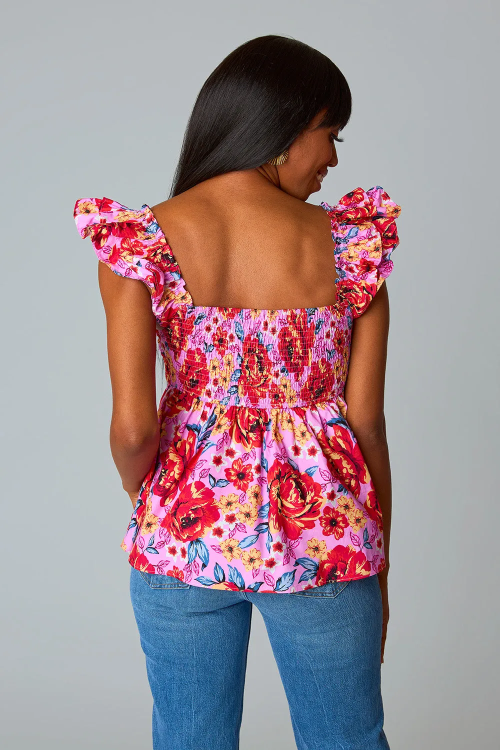 Bett Ruffle Sleeve Tank Top - Daisy Days