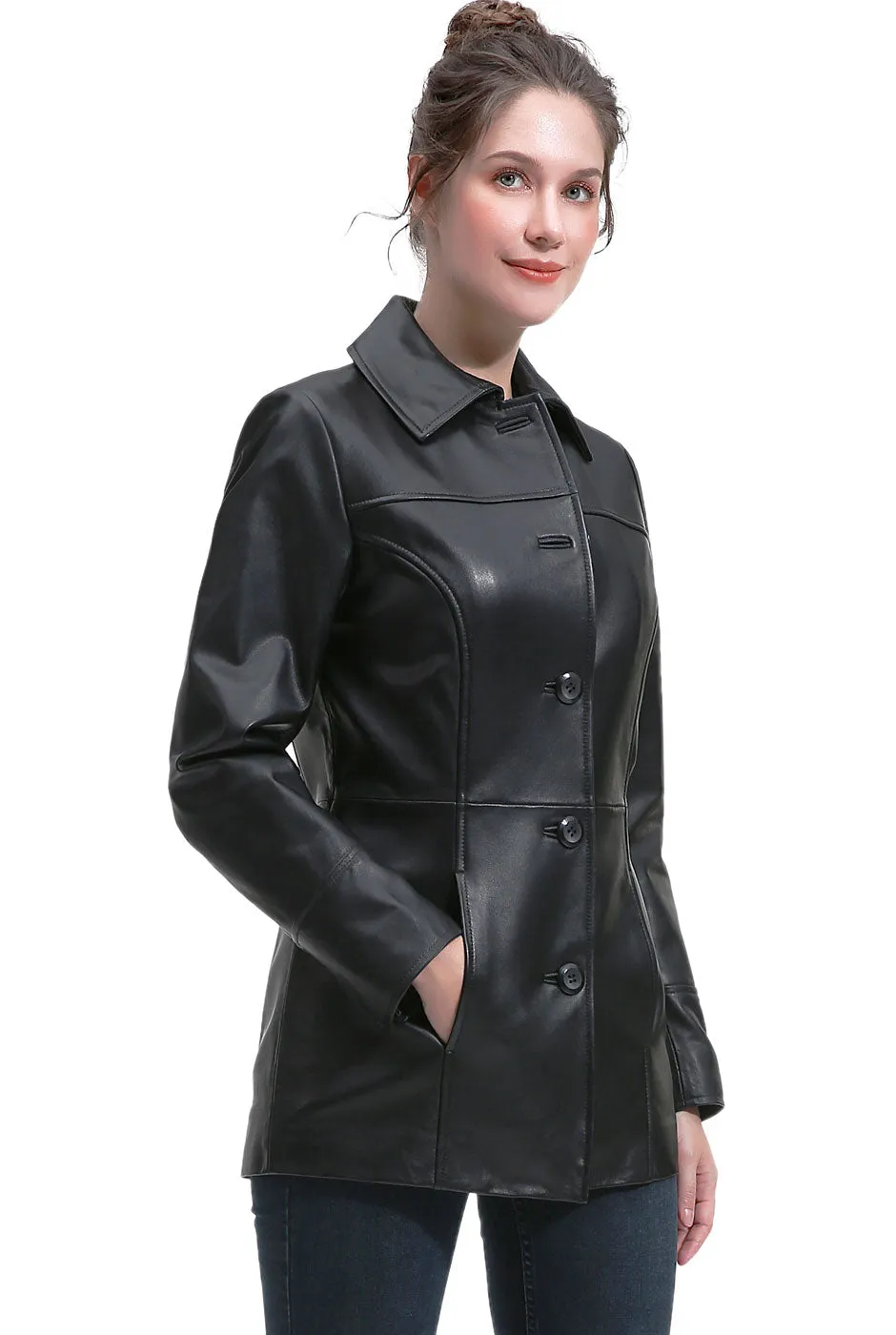 BGSD Women Sofia Lambskin Leather Coat