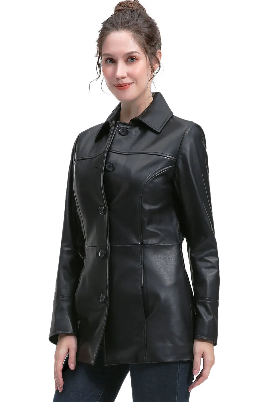 BGSD Women Sofia Lambskin Leather Coat